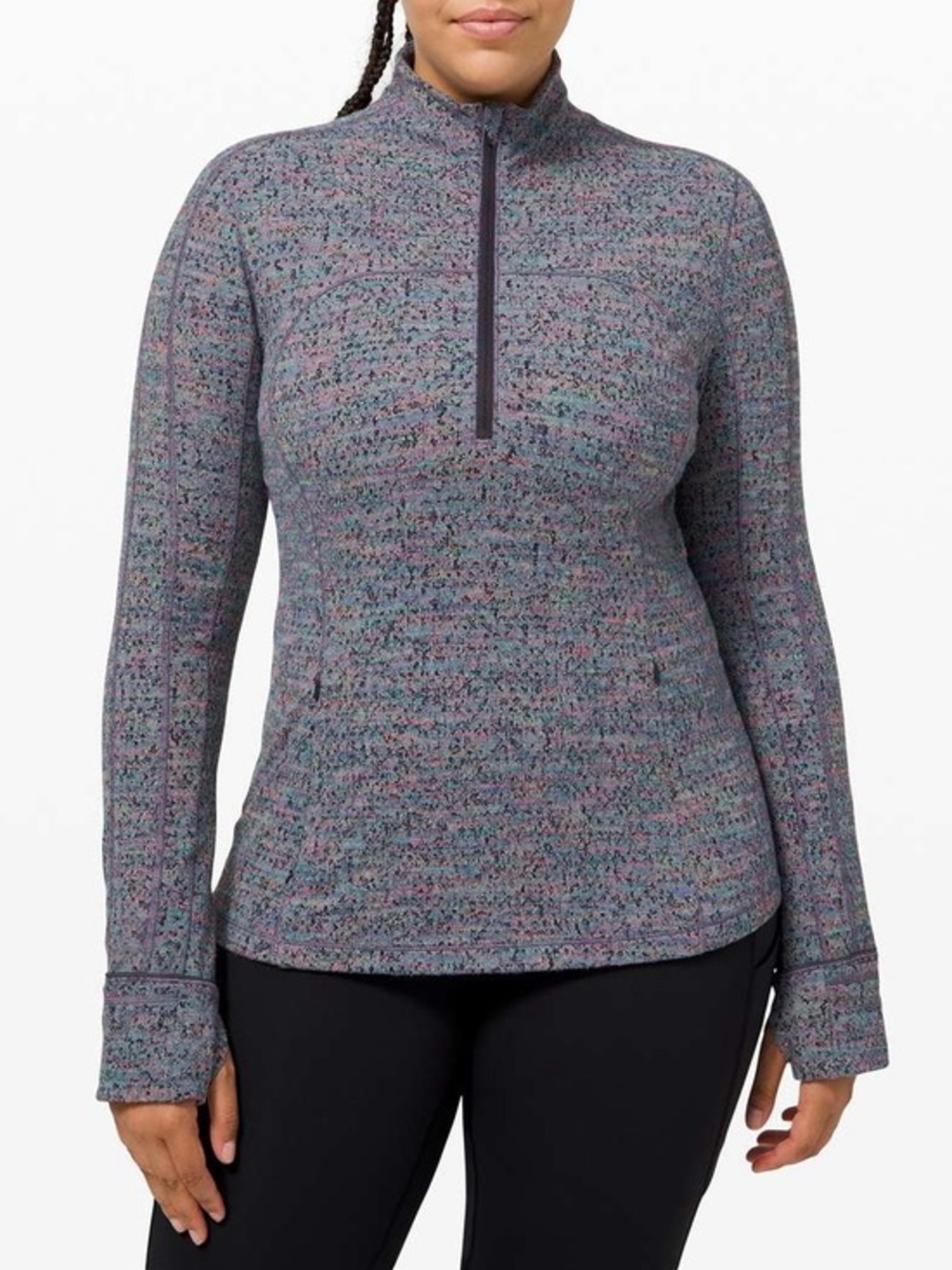 Lululemon Run Briskly 1/2 Zip Pullover Neon Tweed Size 2